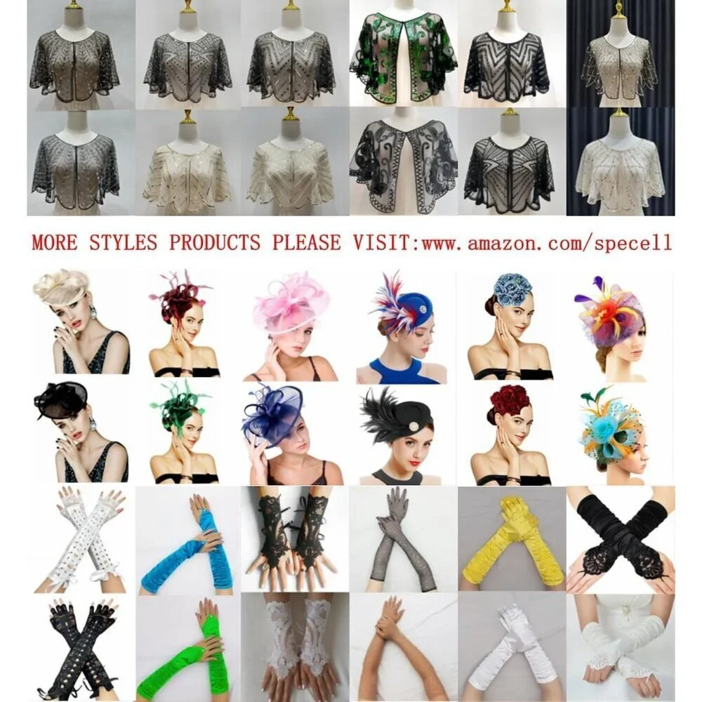 Women's A-Yellow Sequins Beads Fingerless Satin Gloves Party Prom Accessories